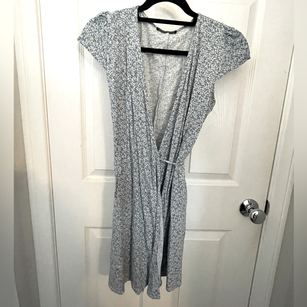 Brandt Melville blue ditsy flower wrap mini dress